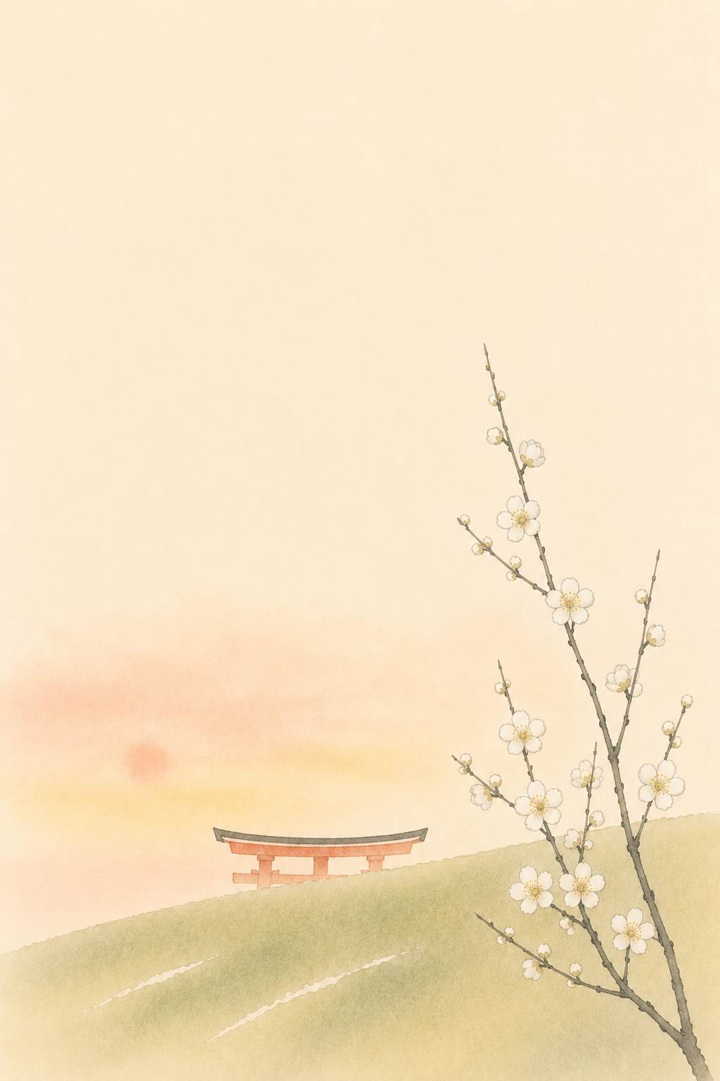 梅の春 三囲の土手と白梅